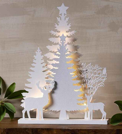Image of Scandinavian-Inspired Wooden LED Forest Scene