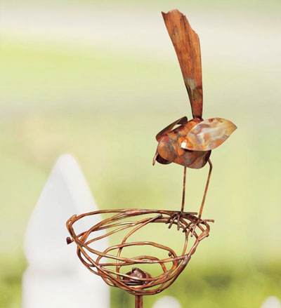 Image of Carolina Wren And Nest Copper Garden Stake