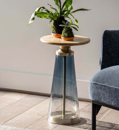 Image of Blue Handcrafted Glass Drink Table