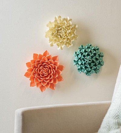 Image of Floret Collection Ceramic Wall Flowers, Set of 3