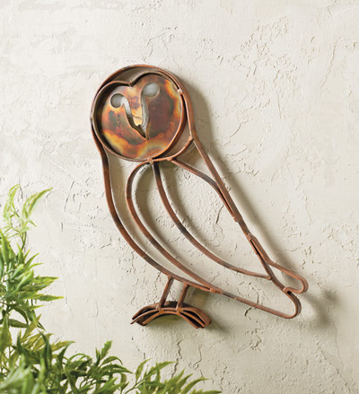 Image of Flamed Copper Metal Owl Wall Art