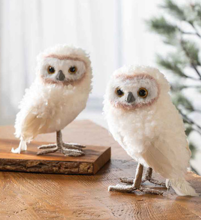 Image of V00423 Set of 2 Soft Standing Snow Owls