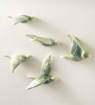 image of Ceramic Birds Wall Art, Set Of 5