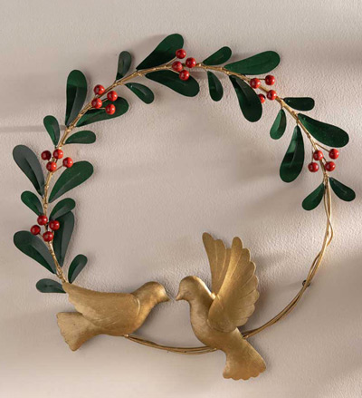 Image of V7604 Metal Dove and Olive Branch Wreath