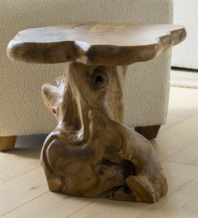 Image of Handcrafted Teak Mushroom Accent Table