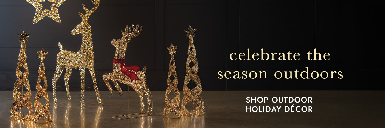 Image of V00410-V00414 Twinkling Outdoor Décor. celebrate the season outdoors. SHOP OUTDOOR HOLIDAY DECOR