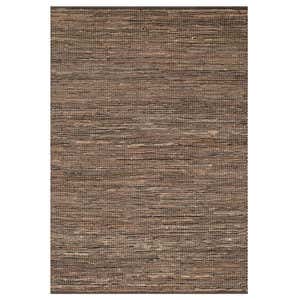 Loloi Edge Leather & Jute Rug in Brown - 3'6" x 5'6"  - Ivory