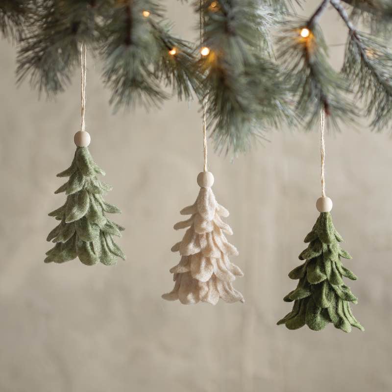 Hanging Felt Tree Ornaments Set of 3