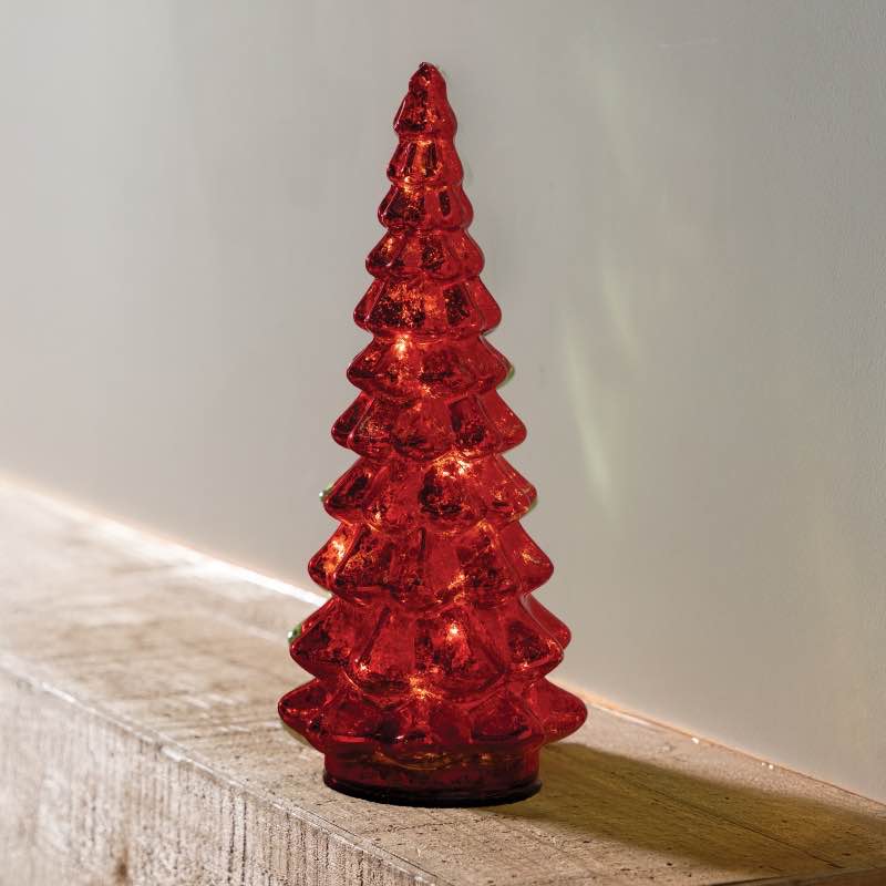 Micro LED Red Glass Tree - Small