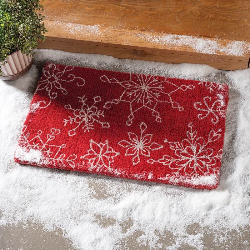 White Snowflakes Coir Mat, 30