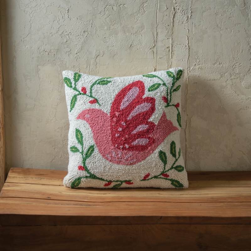 Dove Hooked Wool Pillow, 14