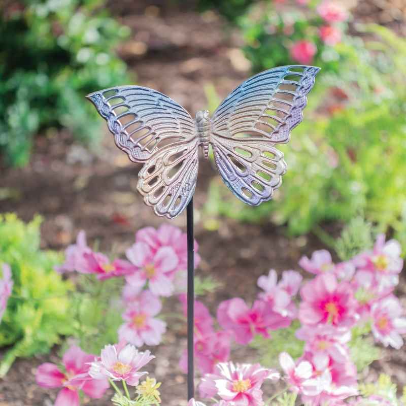 Iridescent Cast Aluminum Butterfly Stake