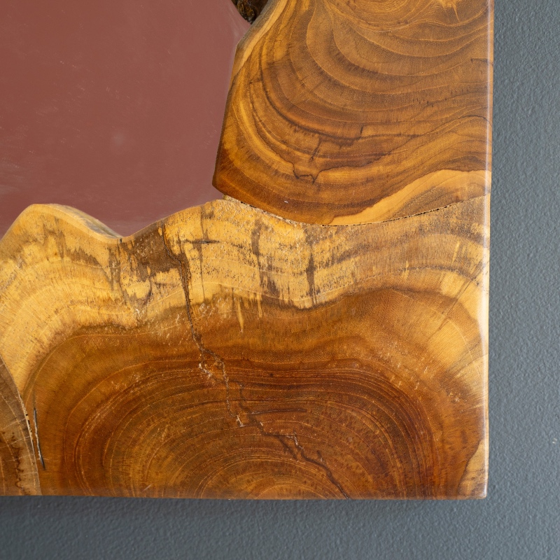 Live Edge Teak Wood Framed Mirror