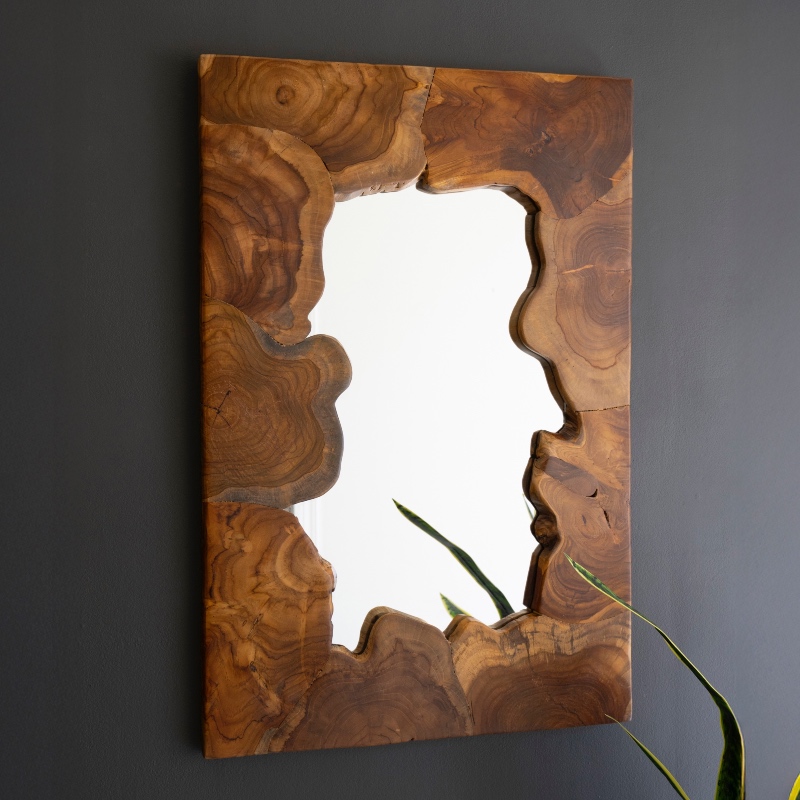 Live Edge Teak Wood Framed Mirror