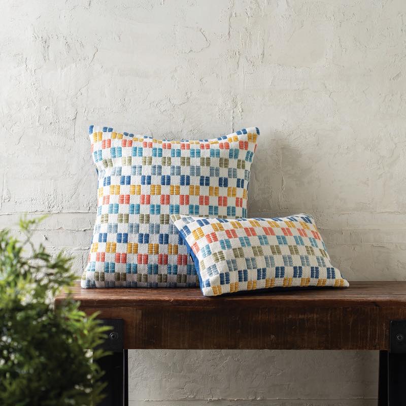 Indoor/Outdoor Multi-Colored Checkered Pillows