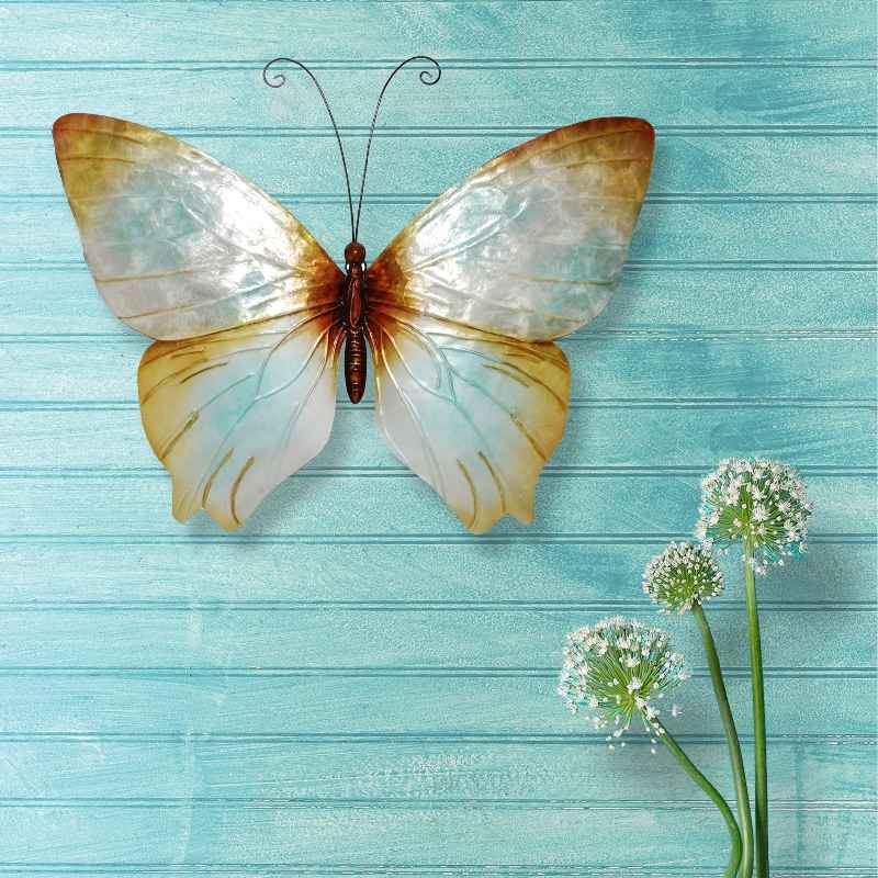 Metal and Capiz Butterfly Wall Decor - Pearl