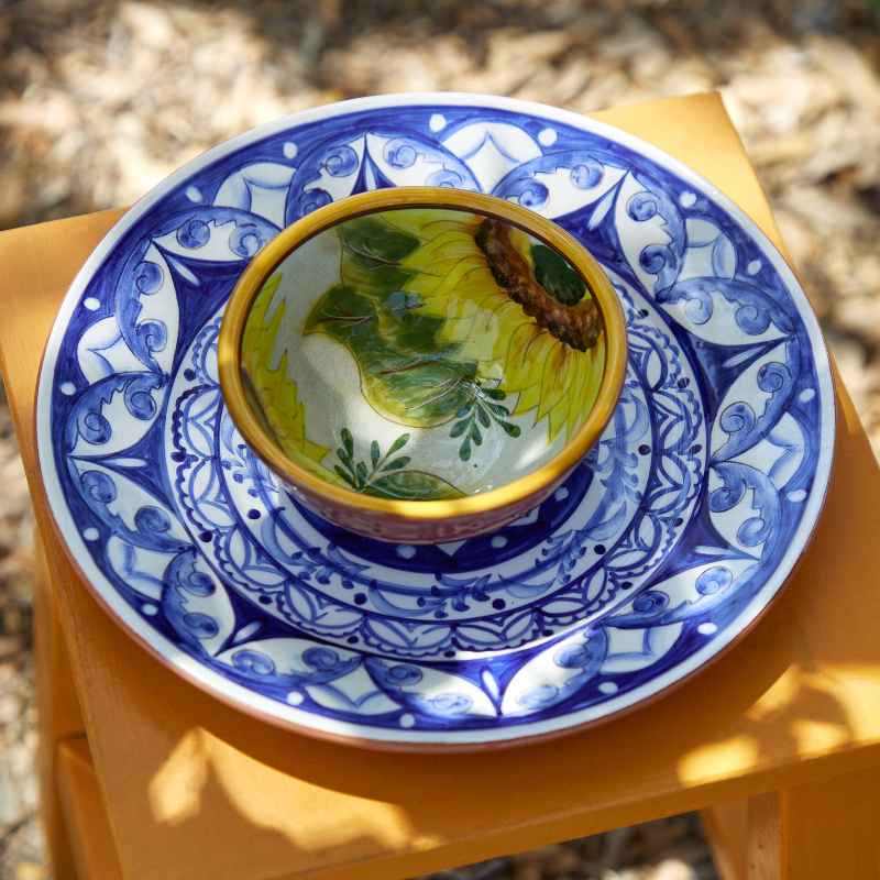 Alentejo Sunflower Terracotta Dip Bowls, Set of 4