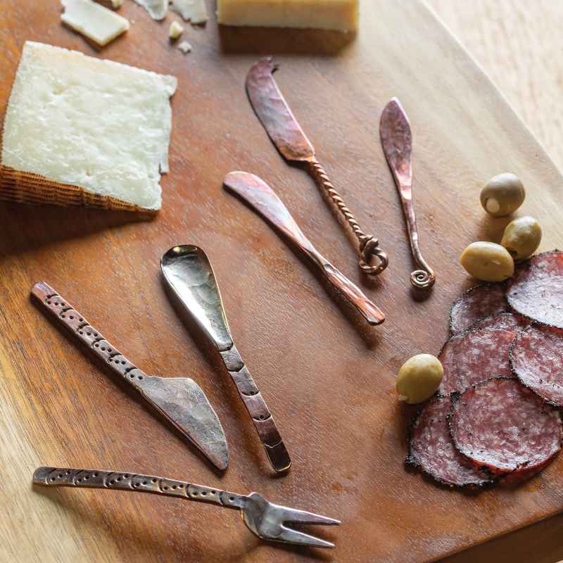 Set of 3 Assorted Hand-Forged Copper Canape Knives