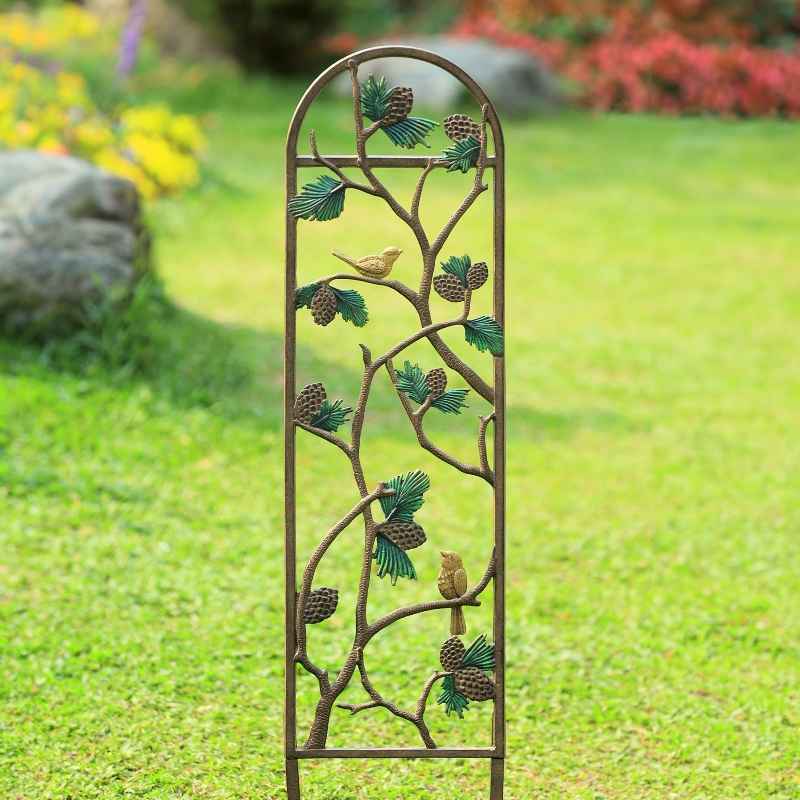 Aluminum Bird and Pinecone Trellis