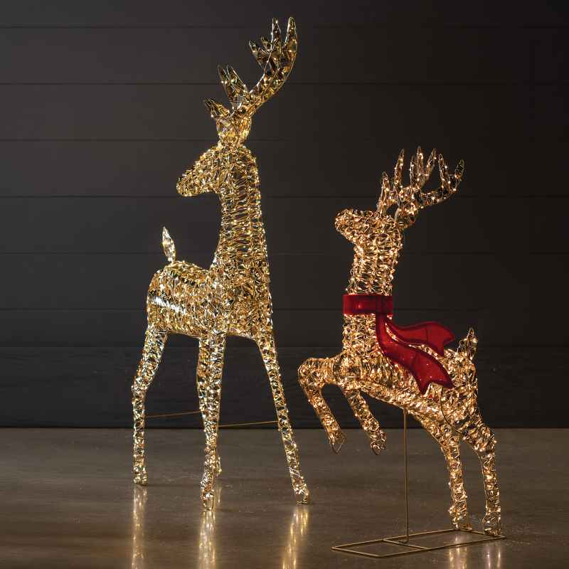 Set of 2 Micro LED Reindeer with Twinkling Effect