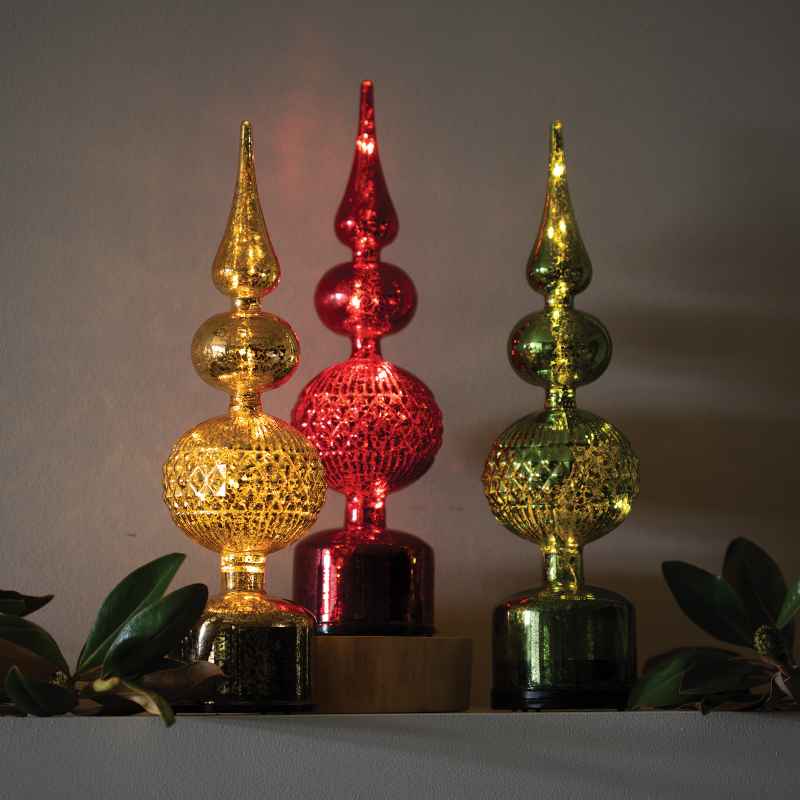 Shimmering Micro LED Rotating Glass Finial