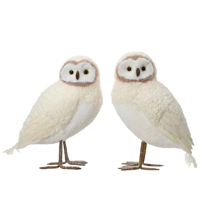 Set of 2 Soft Standing Snow Owls