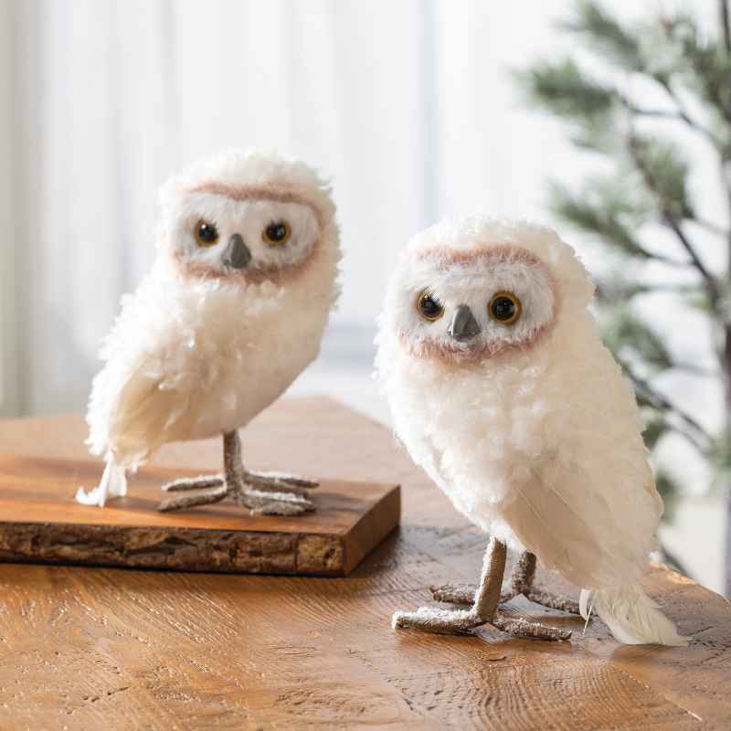 Set of 2 Soft Standing Snow Owls