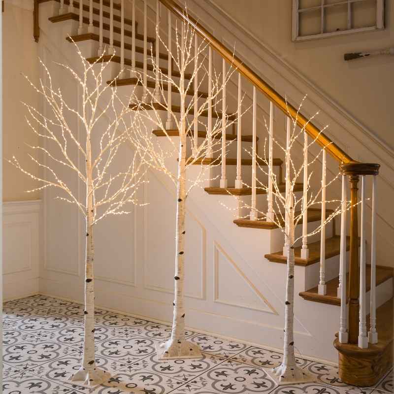 Medium Birch Tree with 600 Micro Lights, 6'H