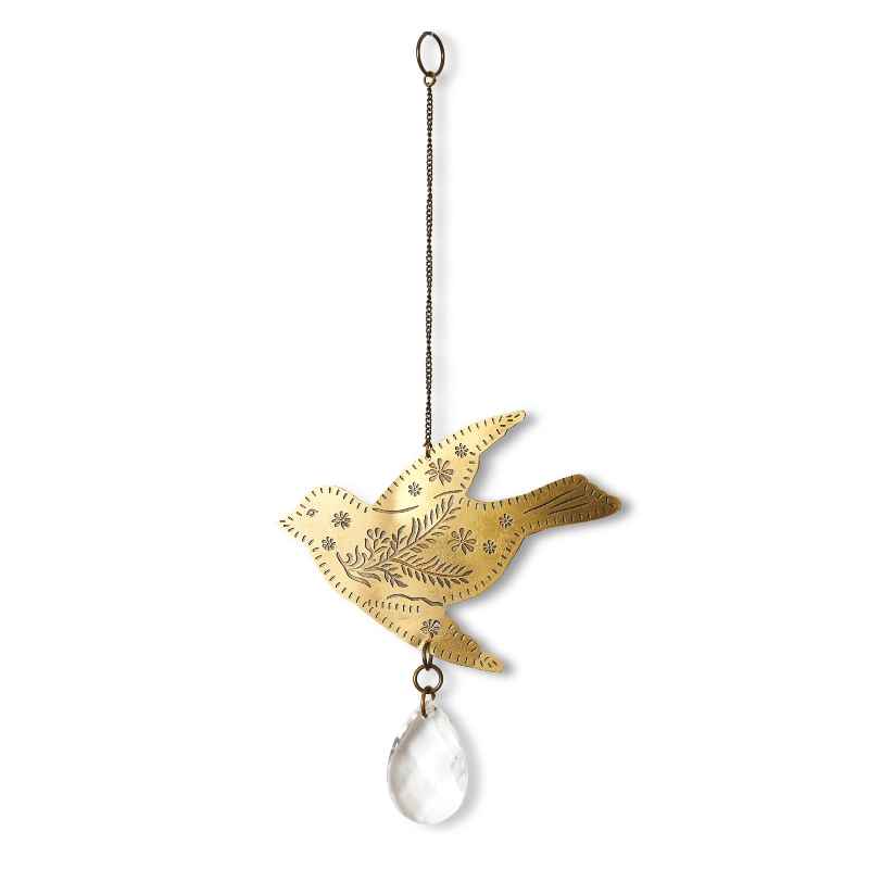 Surya Bird Engraved Brass Suncatcher