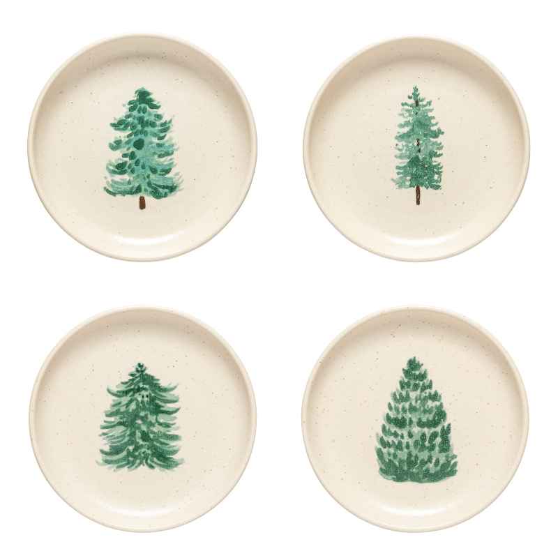 Set of 4 Pacifica Christmas Tree Appetizer Plates