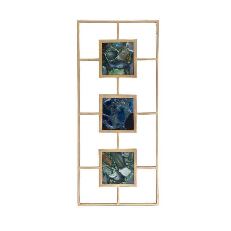 Multi Agate with Gold Frame Wall Decor