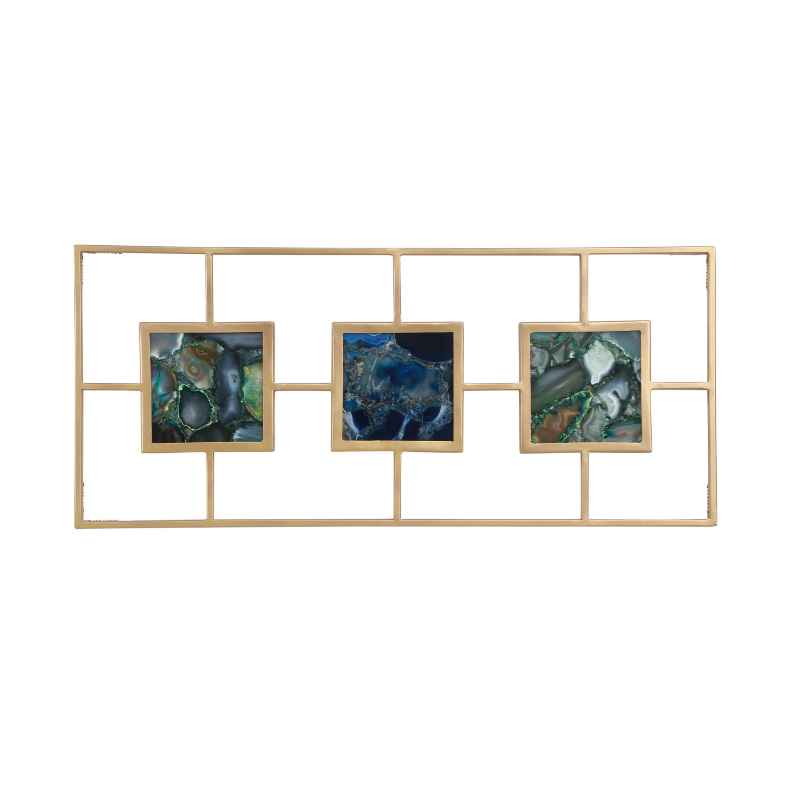 Multi Agate with Gold Frame Wall Decor