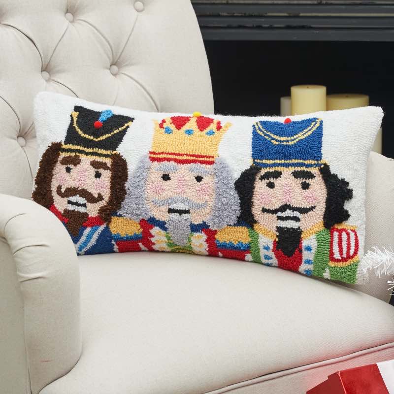 Nutcracker Trio Hooked Pillow, 12