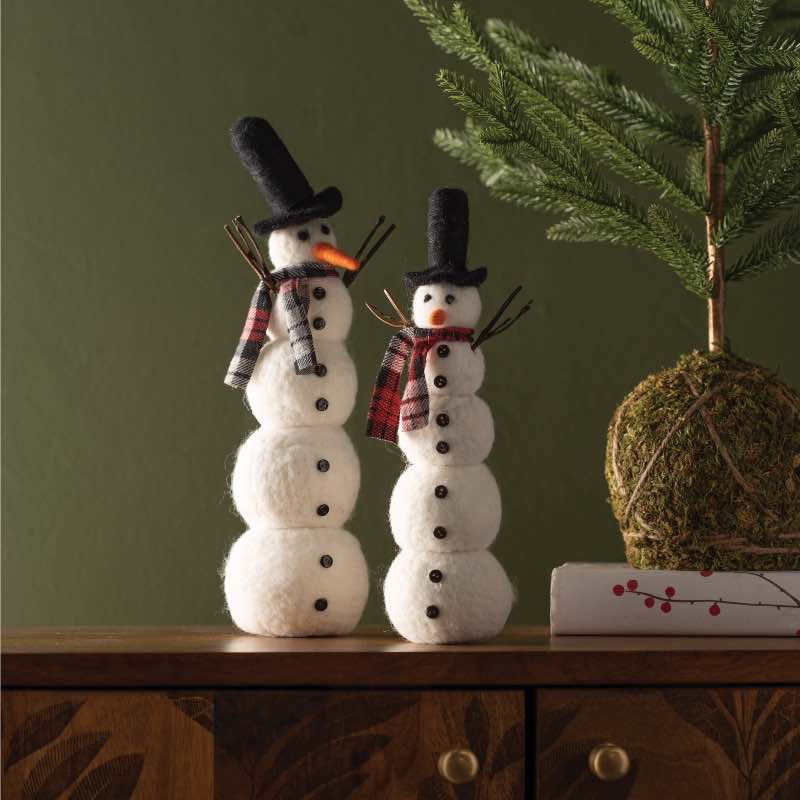 Set of 2 Felt Snowmen