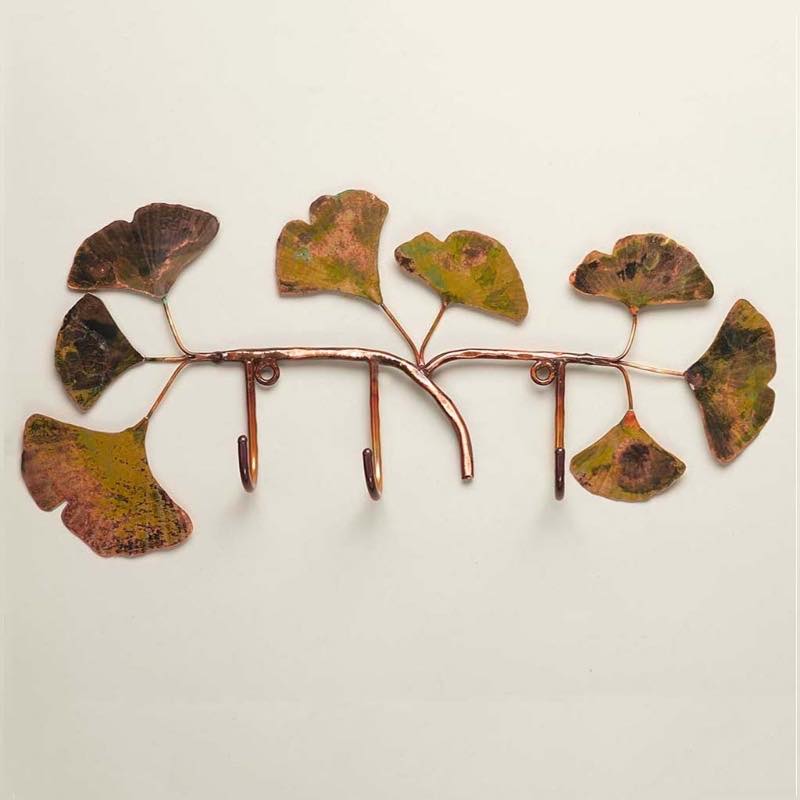 Indoor/Outdoor Handcrafted Copper Ginkgo Leaf Rack