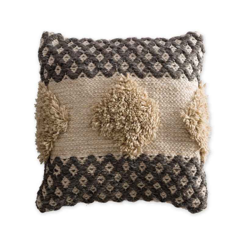 Woven Boho Textured Throw Pillow, Gray and Tan