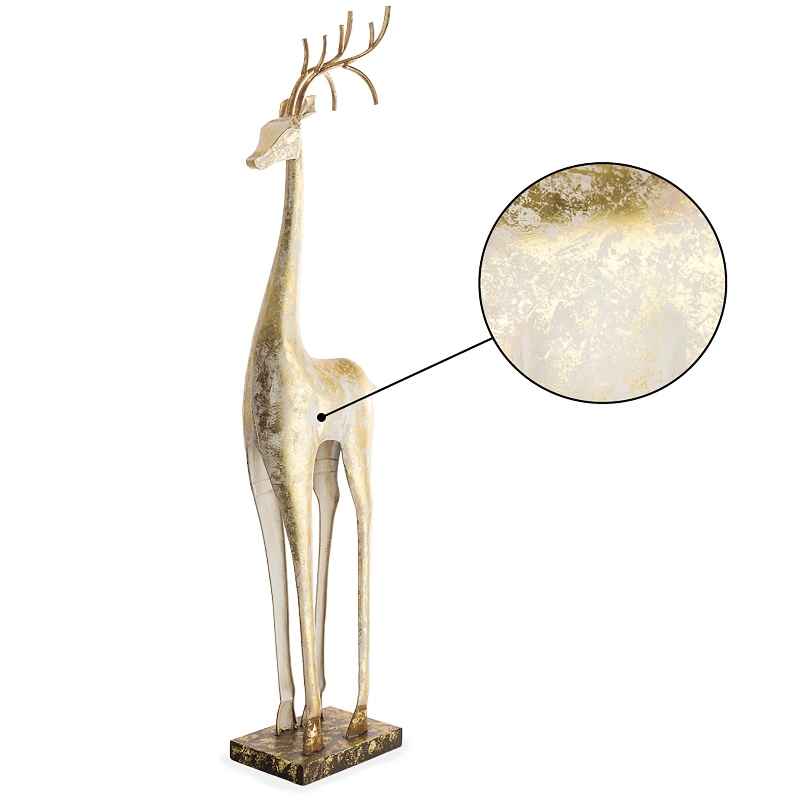 Gold and White Tall Slender Deer Statue Decor, Standing