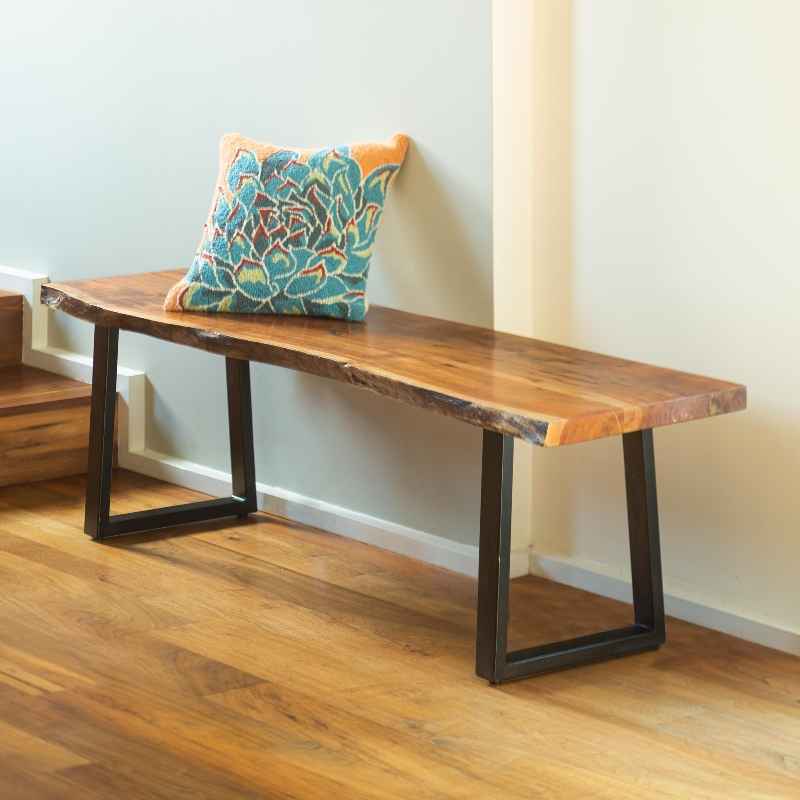 Live Edge Bench with Metal Base