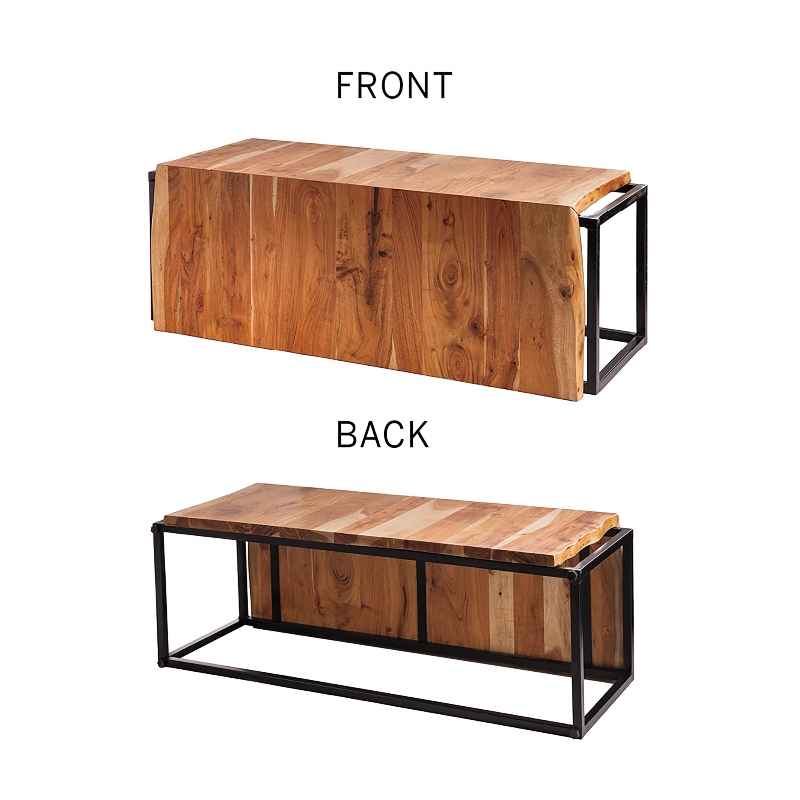 Live-edge Acacia Wood Waterfall Bench