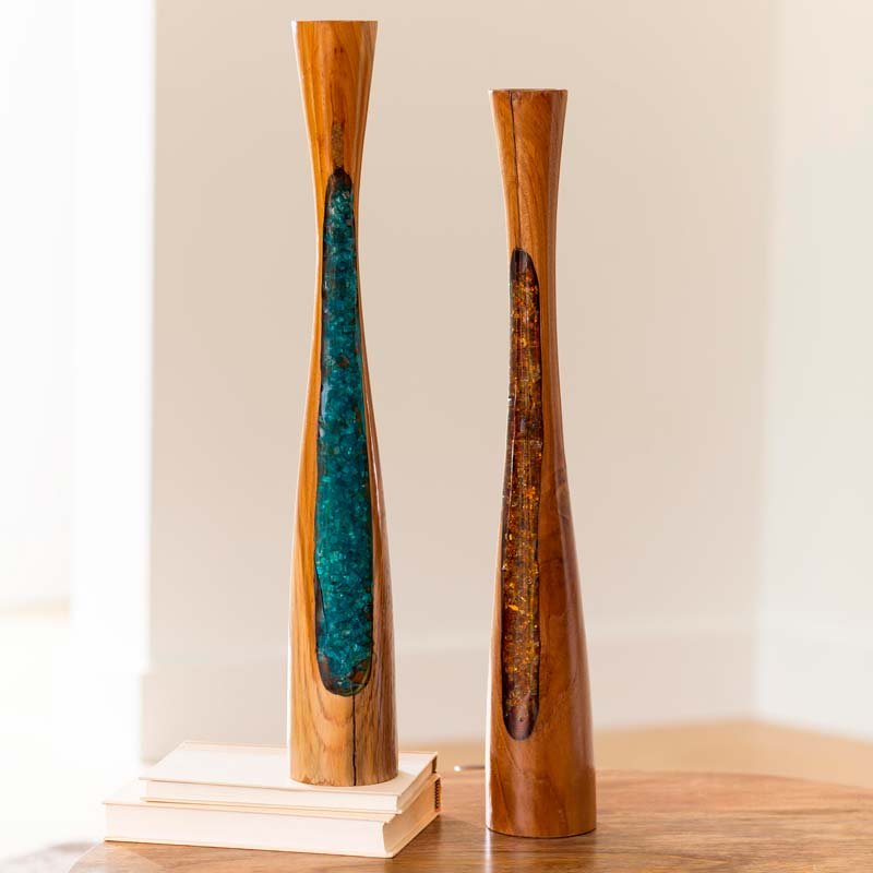 VivaTerra Teak Candle Holder - Thumbnail 4