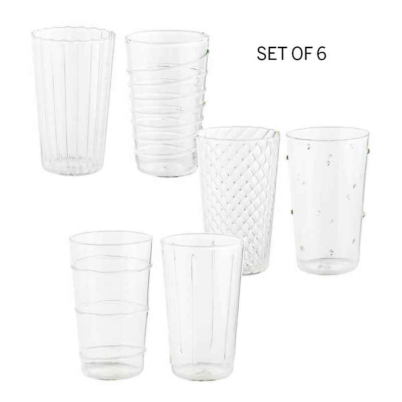 Patterned Glass Tumblers, Set of 6