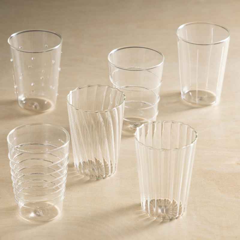 Patterned Glass Tumblers, Set of 6