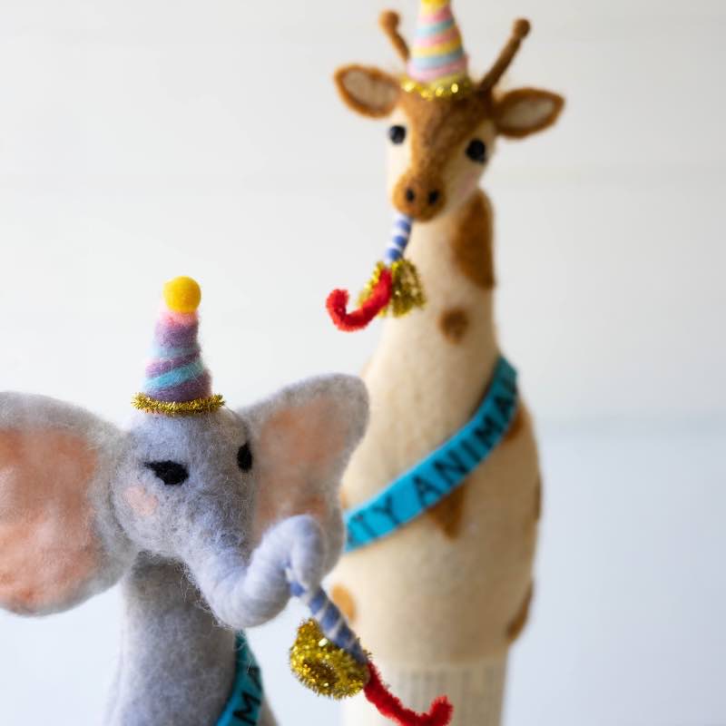 Felt Party Animals Bottle Toppers, Set of 3