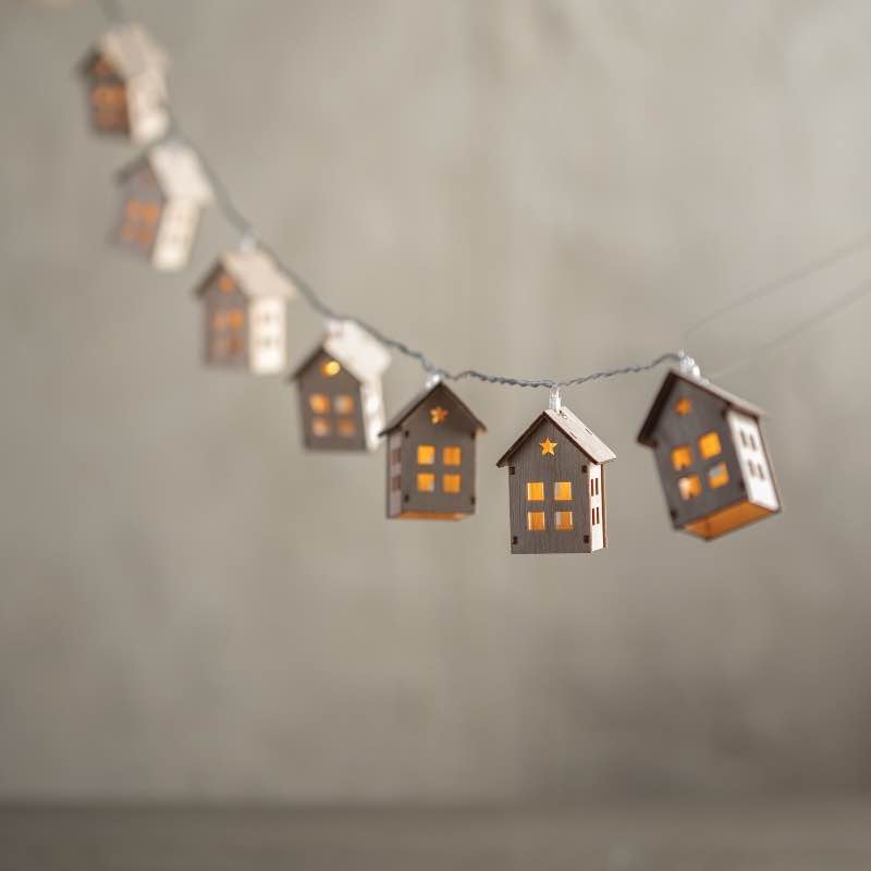 Wooden House LED String Lights, 53