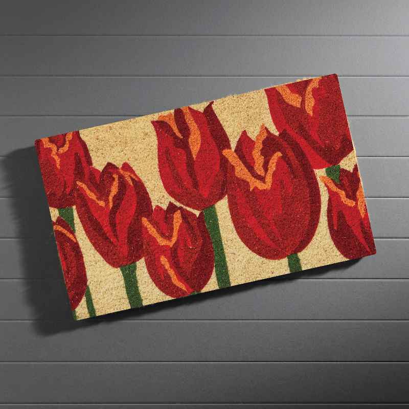 Red Tulips Coir Doormat