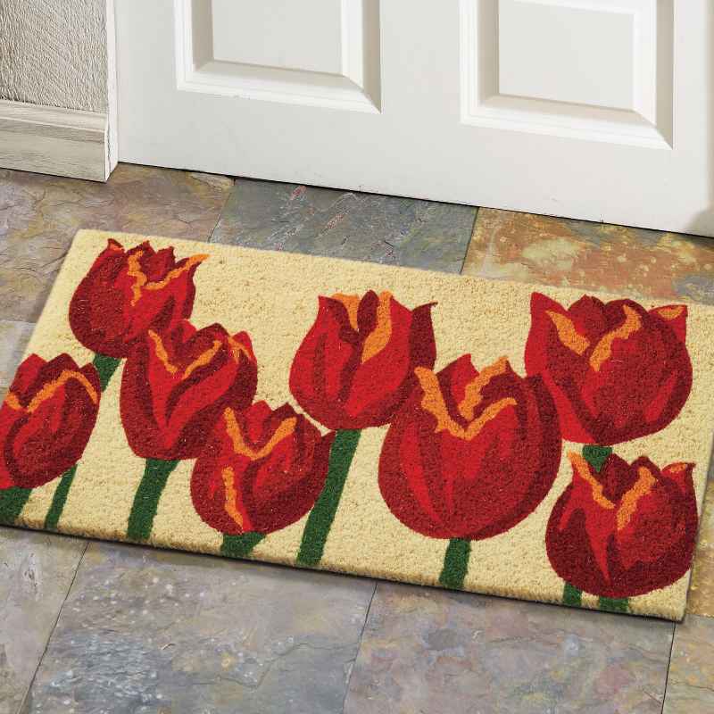 Red Tulips Coir Doormat