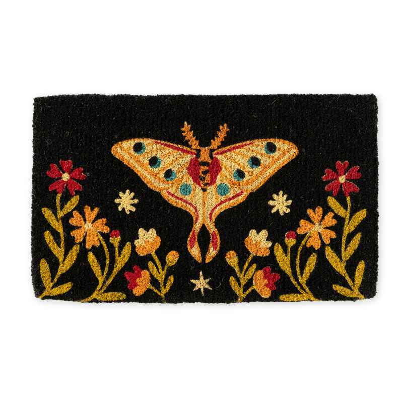 Moth on Black Coir Mat