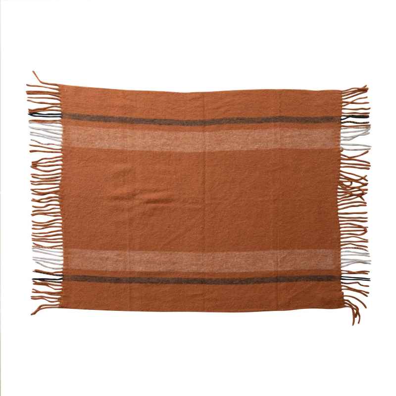 New Zealand Wool and Brushed Acrylic Fringe Throw