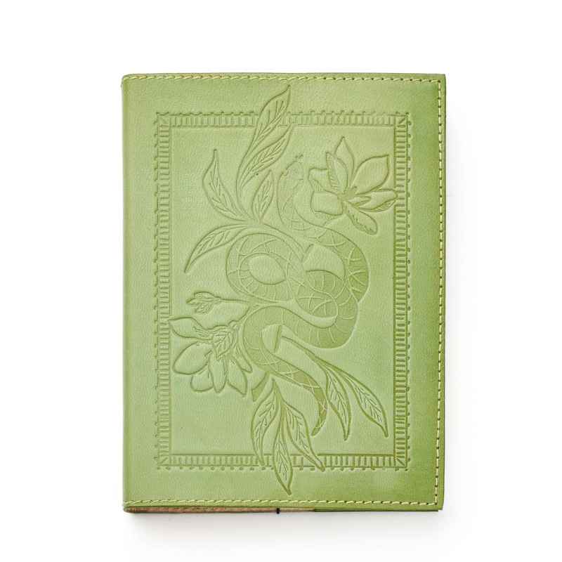 Embossed Snake Green Leather Journal