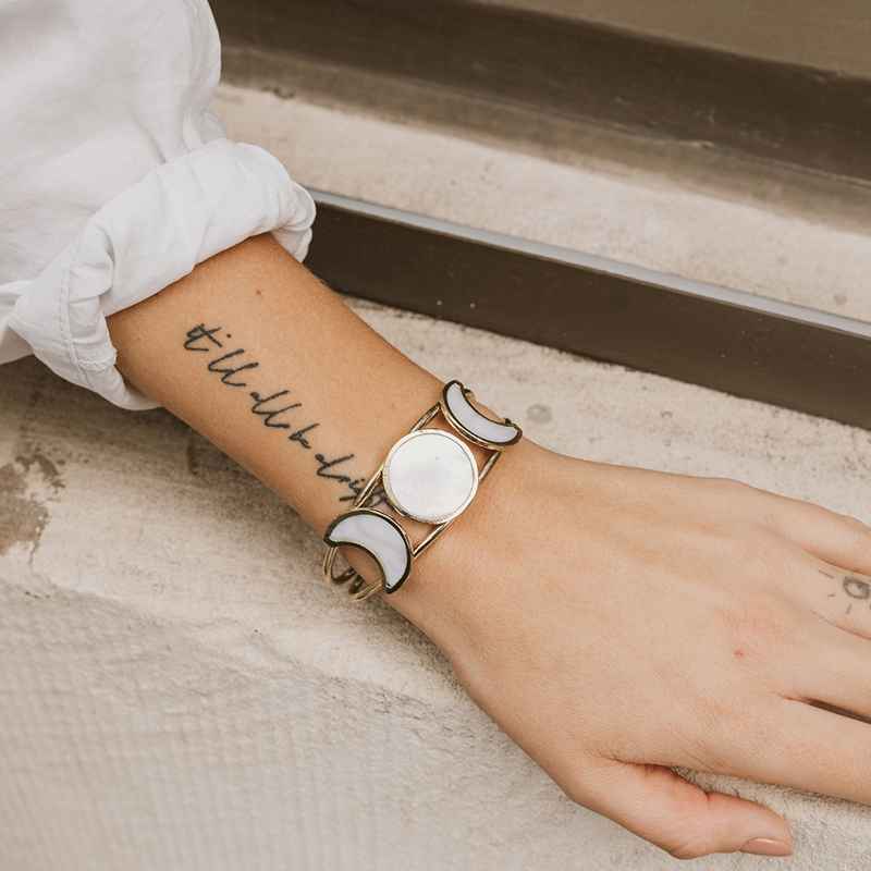 Mother of Pearl Moon Phase Cuff Bracelet
